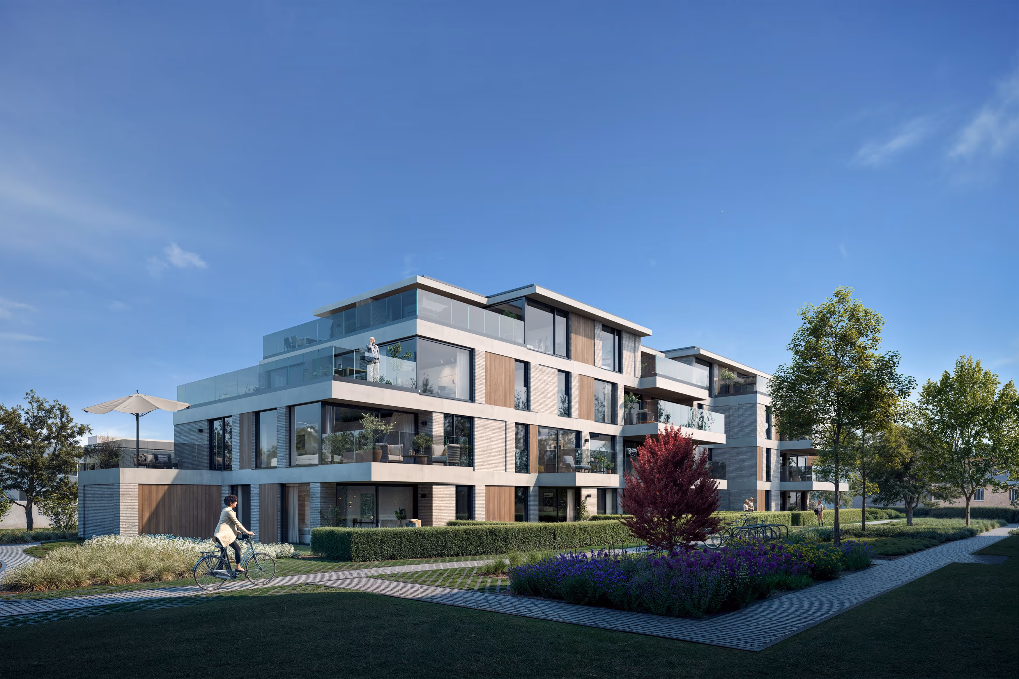 Nieuwbouwappartementen Eyckentuyn in Eeklo, gezien vanaf de straat